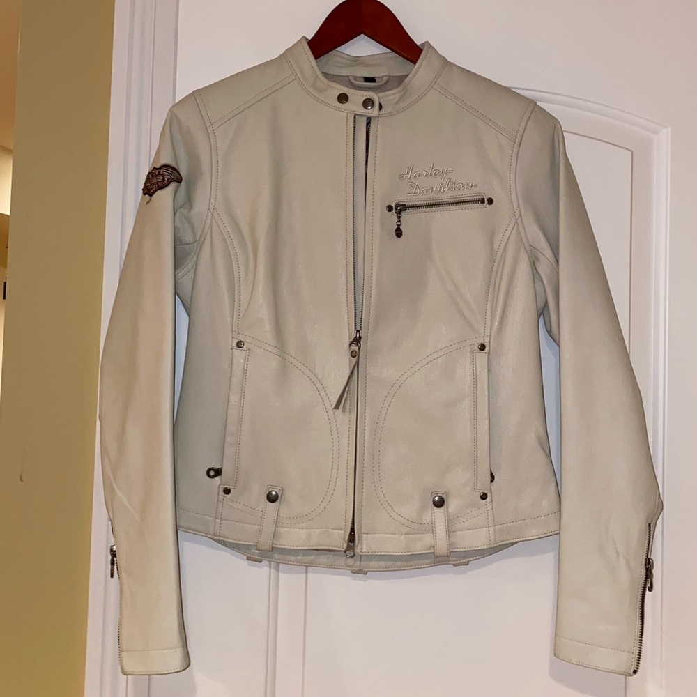NEW Cream Harley Davidson Genuine Leather Jacket